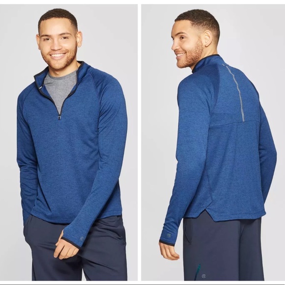 Marled Blue Champion Running Quarter Zip - Picture 1 of 8
